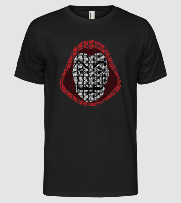 money heist ciao bella model negru pe tricou
