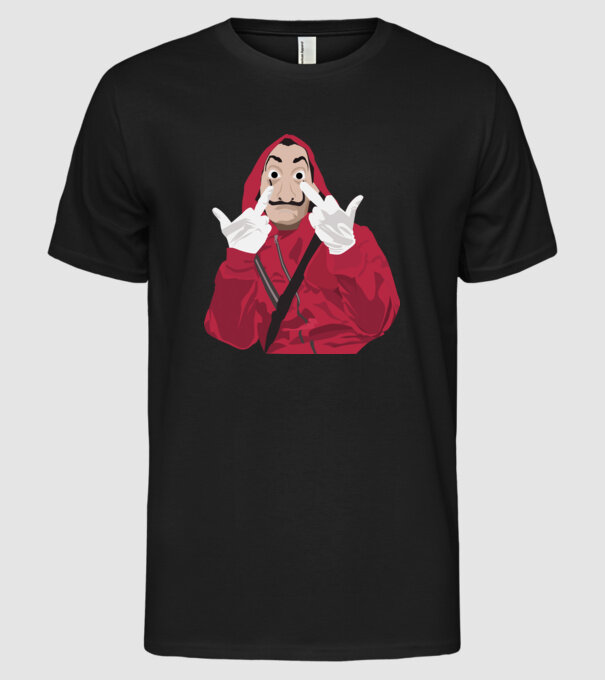 money heist fcku model negru pe tricou