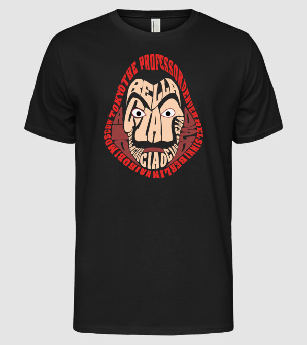 money heist logo names model negru pe tricou