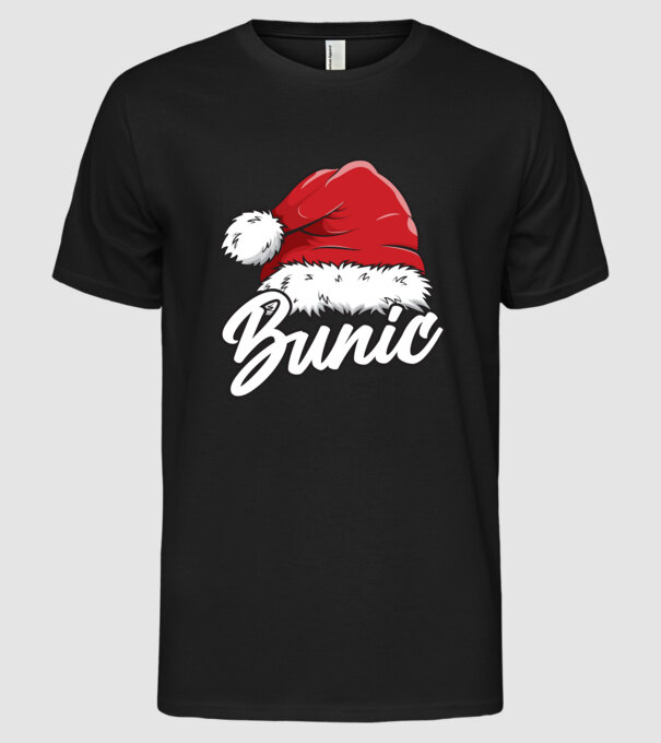 bunic Santa Hat model negru pe tricou