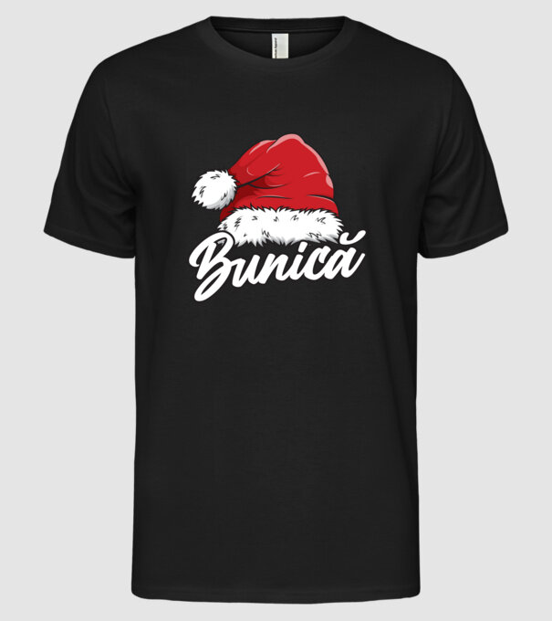 bunică Santa Hat model negru pe tricou
