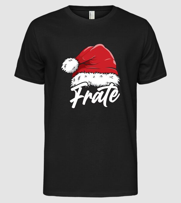 frate Santa Hat model negru pe tricou
