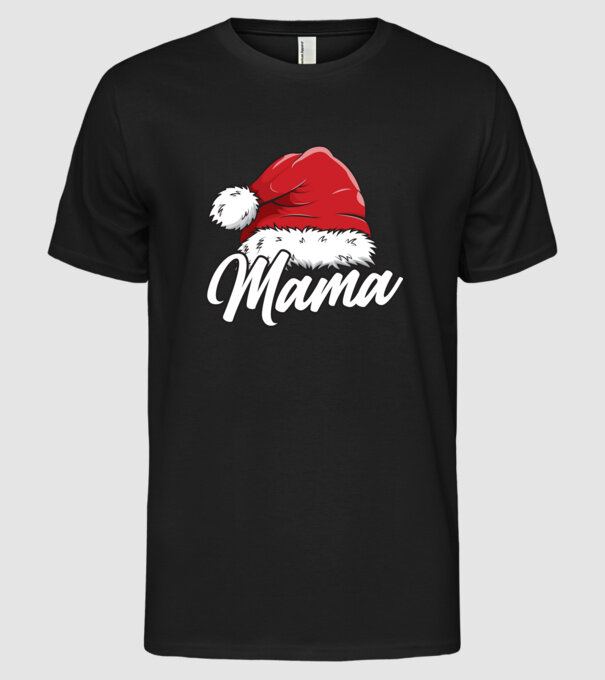 mama Santa Hat model negru pe tricou