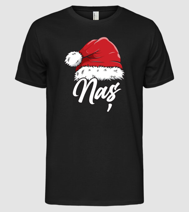 naș Santa Hat model negru pe tricou