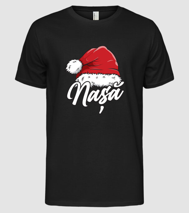 nașă Santa Hat model negru pe tricou