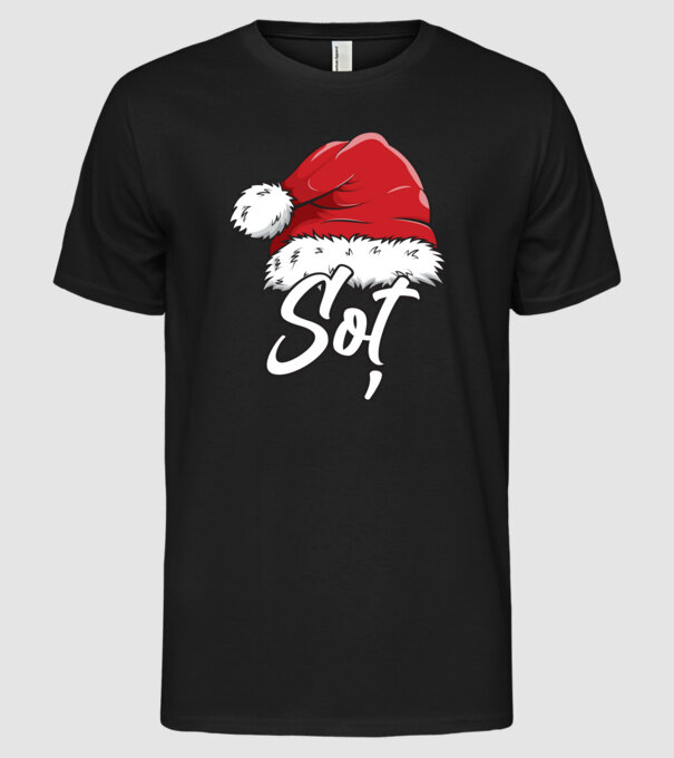 soț Santa Hat model negru pe tricou