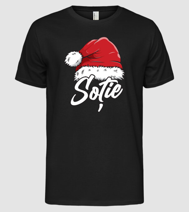 soție Santa Hat model negru pe tricou