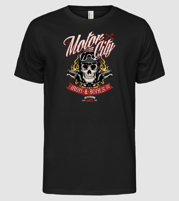 Motor City model negru pe tricou