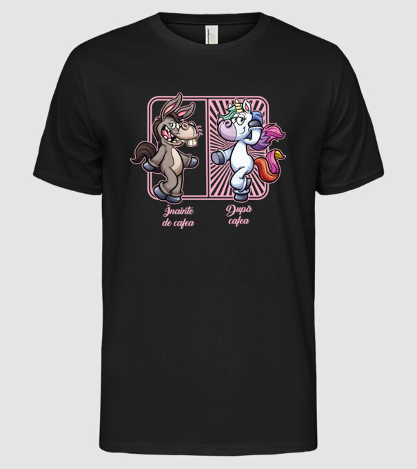 Înainte de cafea model negru pe tricou