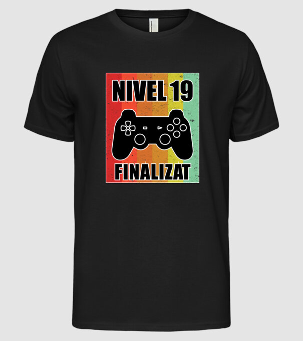 Nivel 19 finalizat model negru pe tricou