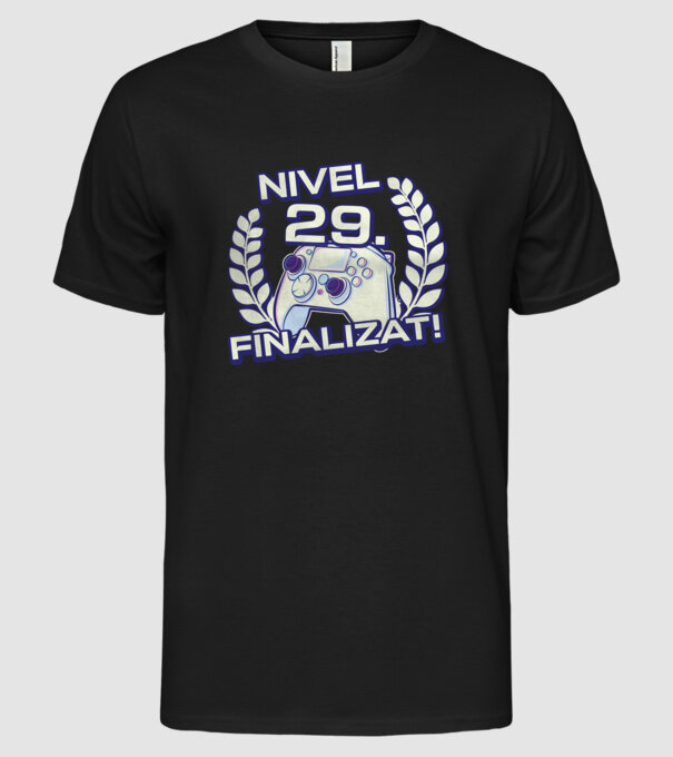 Nivel 29 finalizat! model negru pe tricou