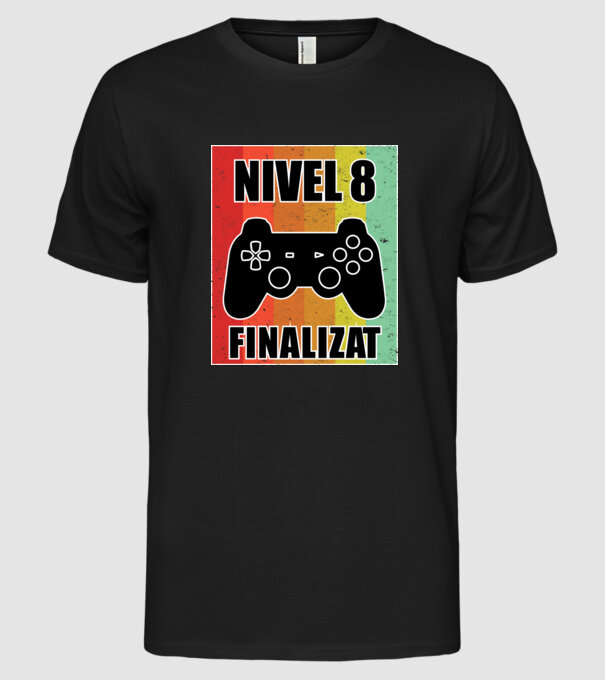 Nivel 8 finalizat model negru pe tricou