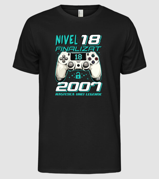 Nivel finalizat 18 2007 model negru pe tricou