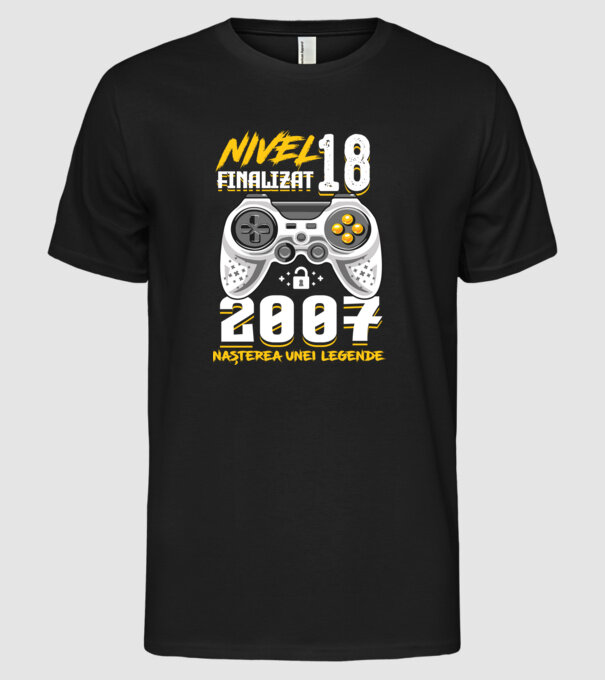Nivel Finalizat 18 model negru pe tricou