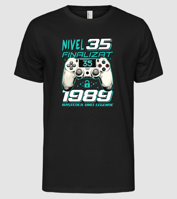 Nivel finalizat 35 1990 model negru pe tricou
