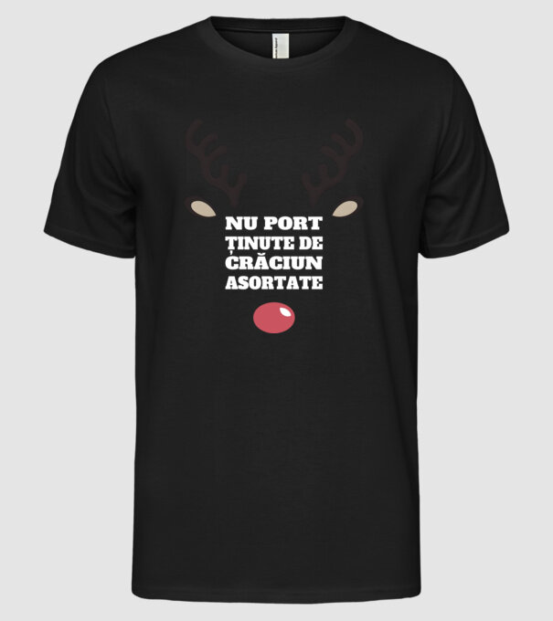 Nu port ținute de crăciun asortate crăciun chiar căprioară Negru model negru pe tricou