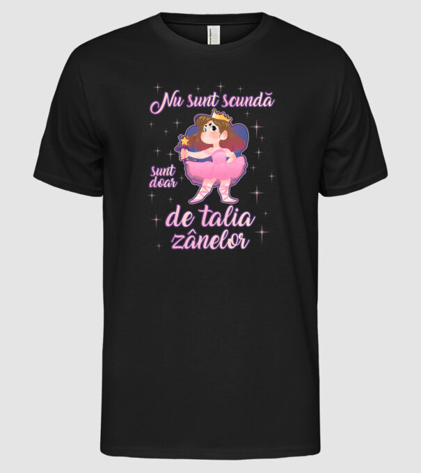 nu sunt scundă, sunt doar de talia zânelor model negru pe tricou