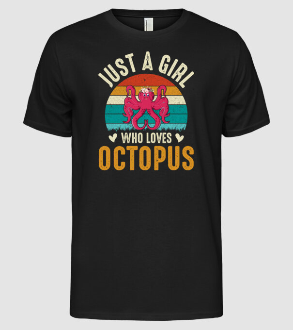 Octopus model negru pe tricou