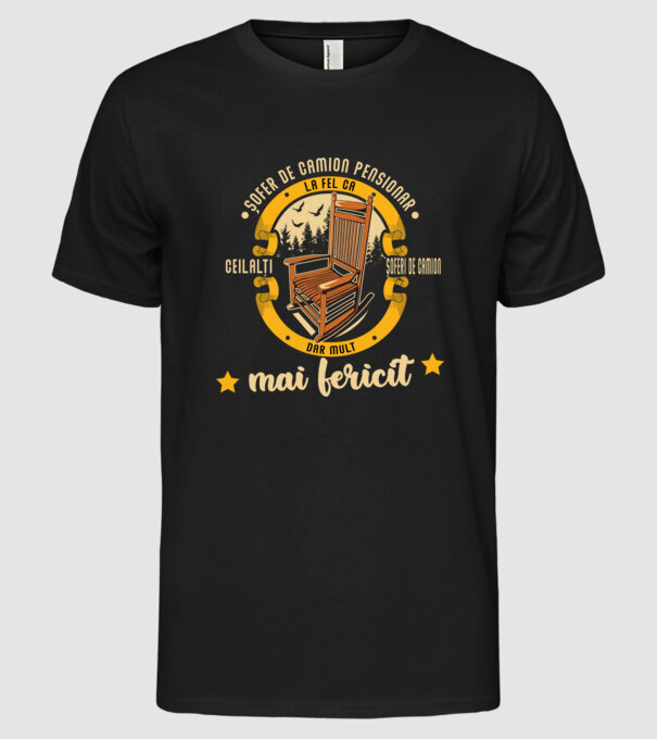 ȘOFER DE CAMION pensionar - la fel ca ceilalți șoferi de camion, dar mult mai fericit model negru pe tricou