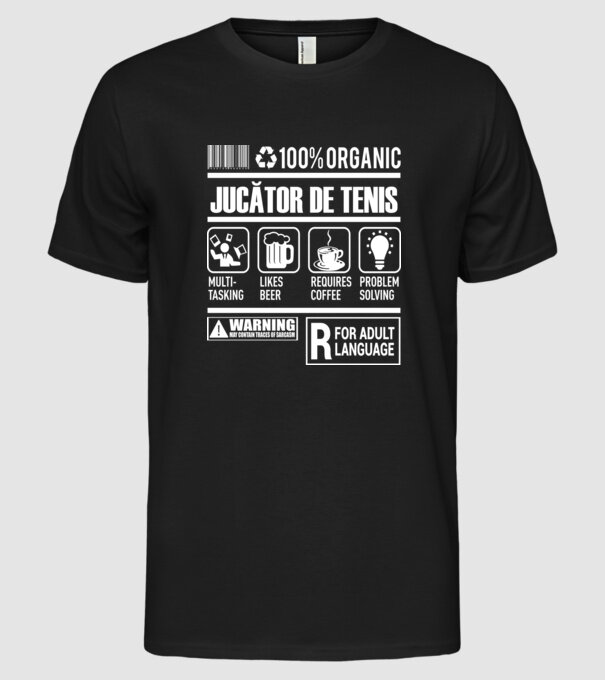 JUCĂTOR DE TENIS model negru pe tricou