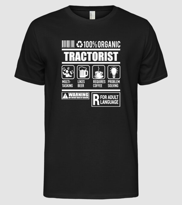 TRACTORIST model negru pe tricou