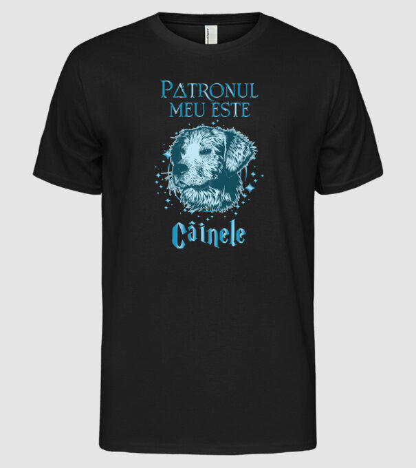 Patronul meu este CÂINELE model negru pe tricou