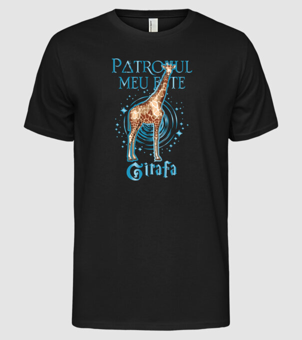 Patronul meu este GIRAFA model negru pe tricou