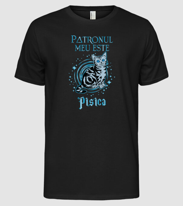 Patronul meu este PISICA model negru pe tricou