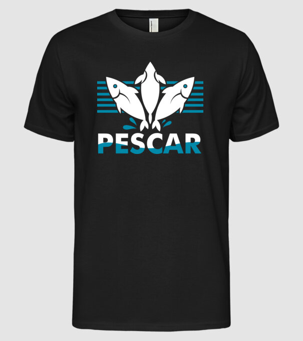 Pescar original model negru pe tricou