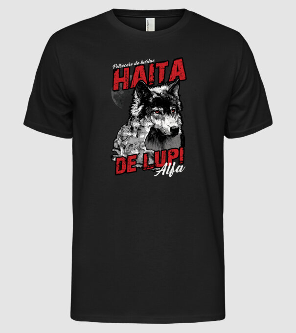 Petrecere de burlac - haită de lupi masculi alfa model negru pe tricou