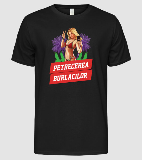 petrecerea burlacilor model negru pe tricou