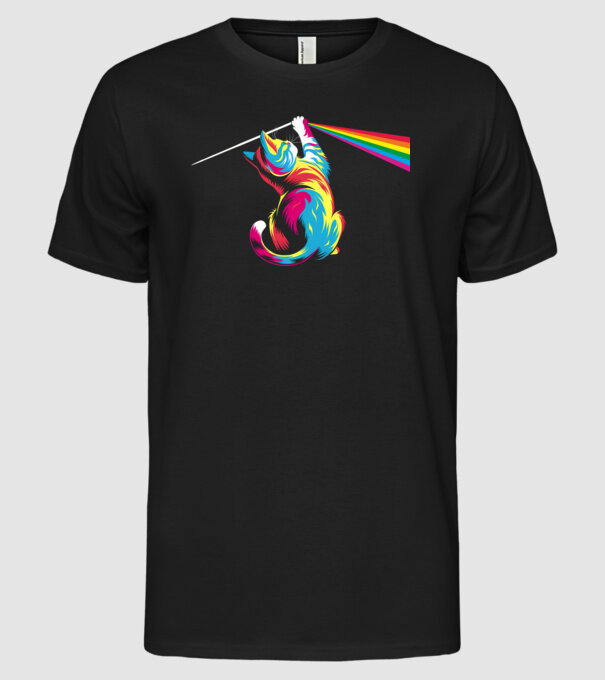 Pisica prismă model negru pe tricou