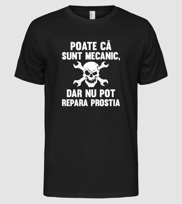 Poate că sunt mecanic, dar nu pot repara prostia model negru pe tricou