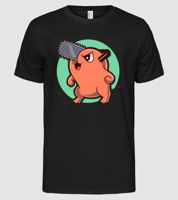 Pochita - ChainSawMan model negru pe tricou