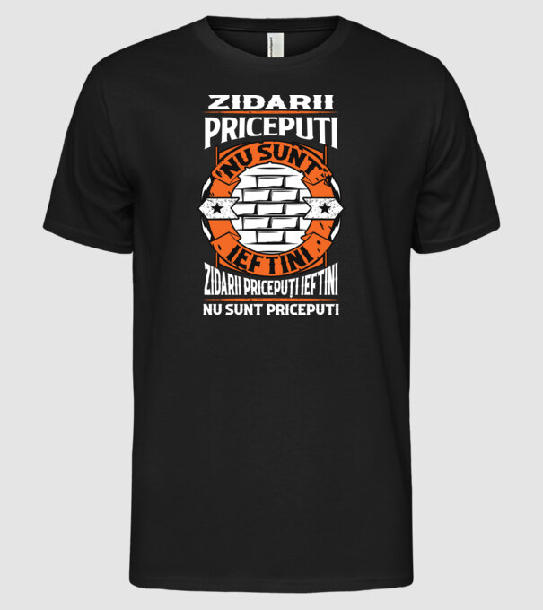 Pricepuți zidarii pricepuți model negru pe tricou