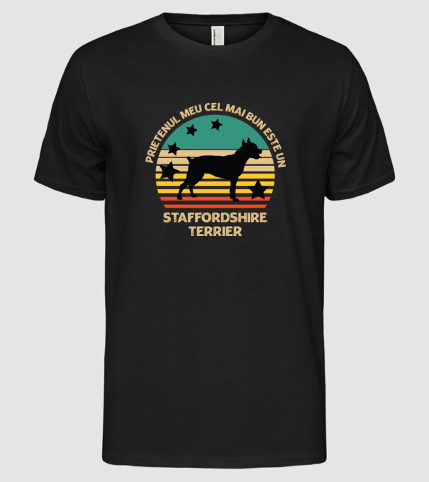 Prietenul meu cel mai bun este un staffi model negru pe tricou