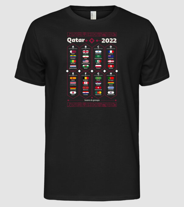 Qatar 2022 teams - groups model negru pe tricou
