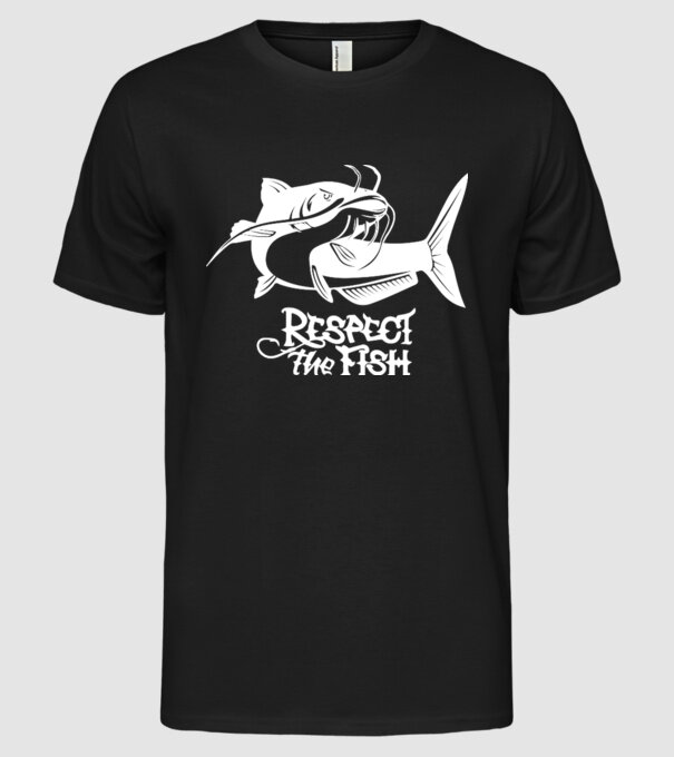 Respect the fish model negru pe tricou