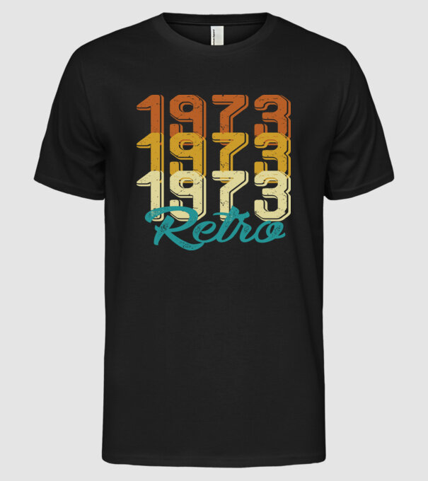 Retro 1973 model negru pe tricou