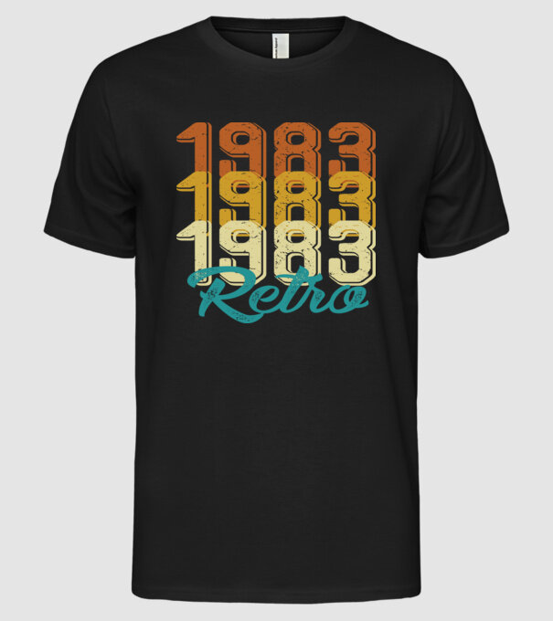 Retro 1983 model negru pe tricou