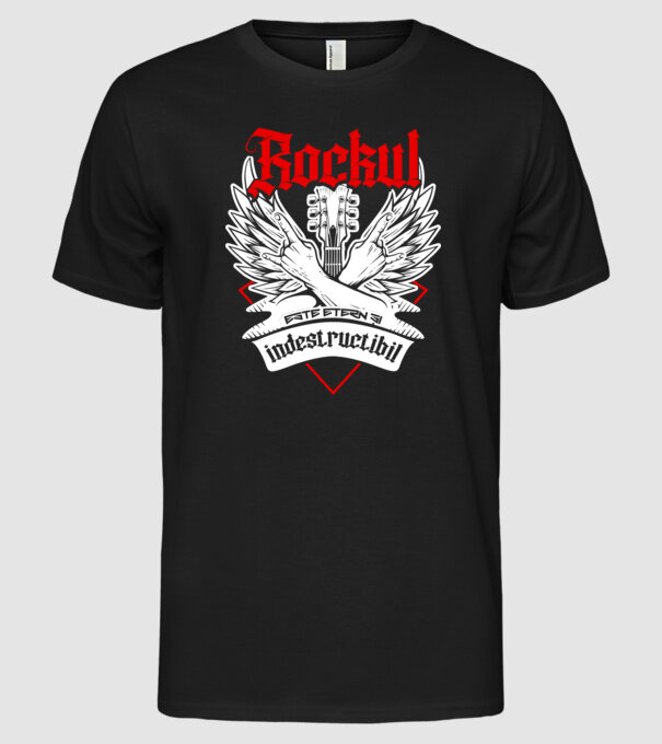 Rockul este etern și indestructibil model negru pe tricou