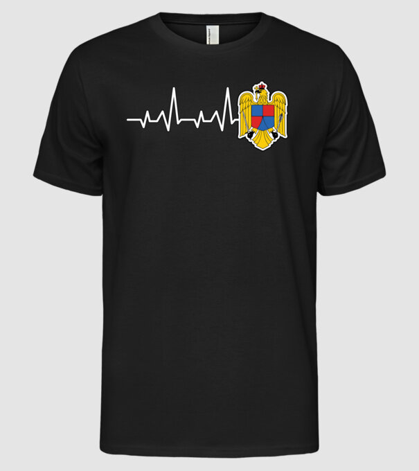 ROMANIA heartbeat model negru pe tricou
