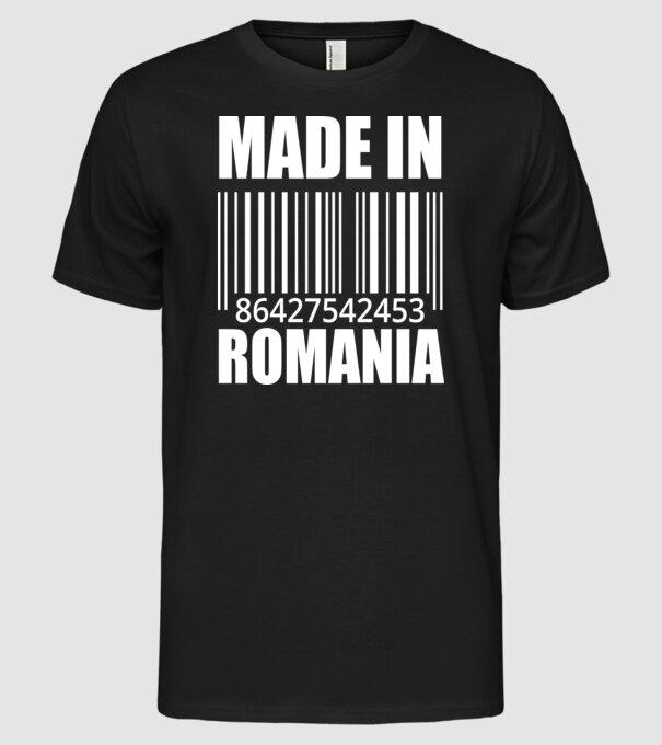 România made in model negru pe tricou