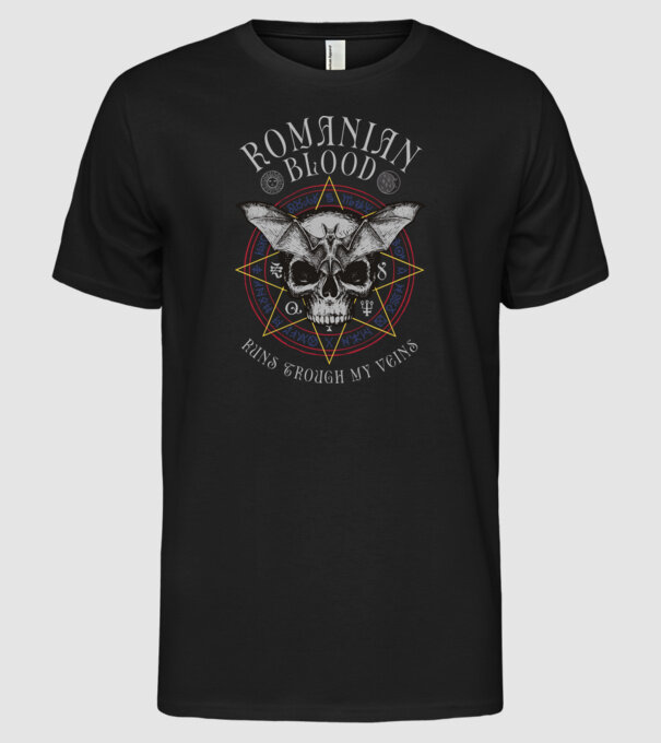 România Romanian Blood model negru pe tricou