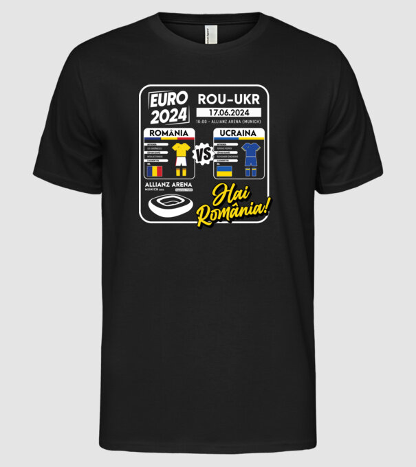 ROU-UKR euro 2024 calendar model negru pe tricou