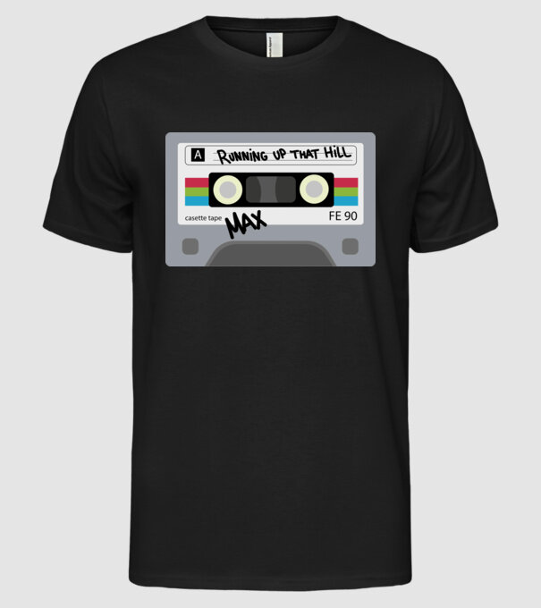 running up that hill casette model negru pe tricou