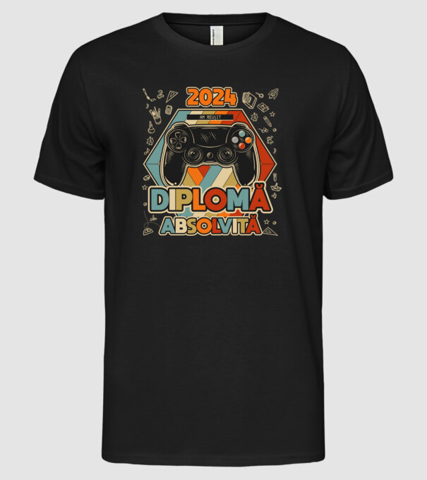 școala generală diplomă model negru pe tricou
