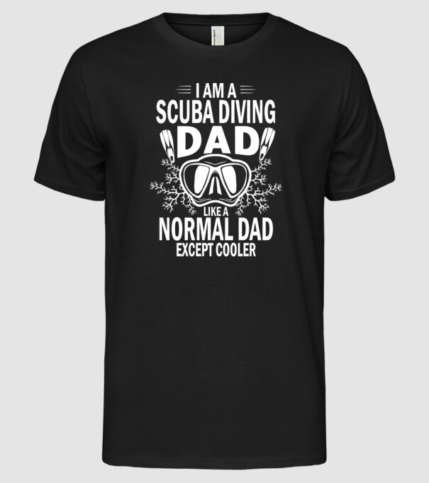 Scuba Dad model negru pe tricou