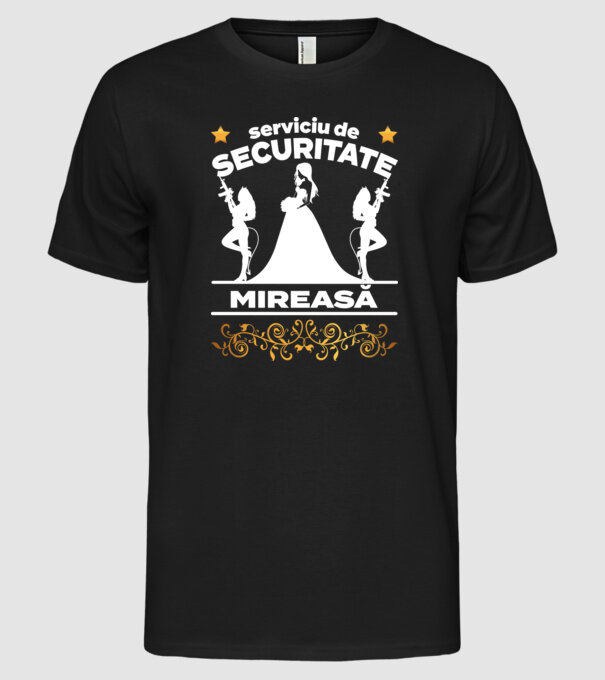 serviciu de securitate mireasă model negru pe tricou