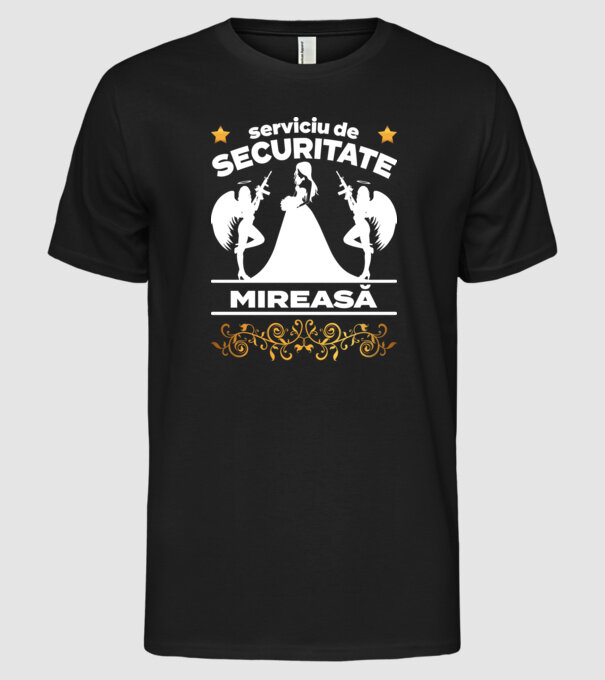 serviciu de securitate mireasă model negru pe tricou